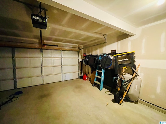 garage with a garage door opener