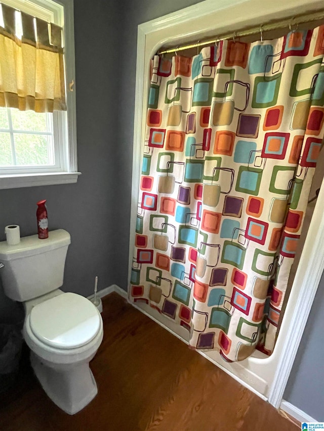 bathroom featuring toilet and hardwood / wood-style floors