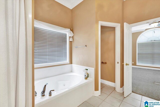 bathroom featuring a bathing tub and tile patterned floors