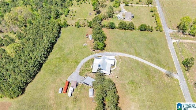 aerial view featuring a rural view