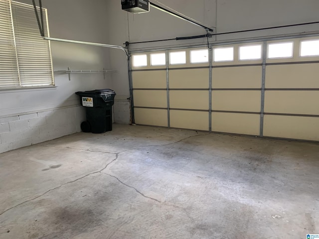 garage with a garage door opener