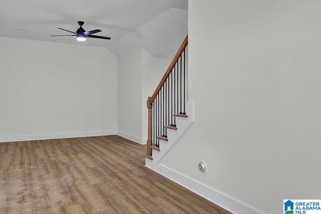 interior space featuring ceiling fan and wood-type flooring