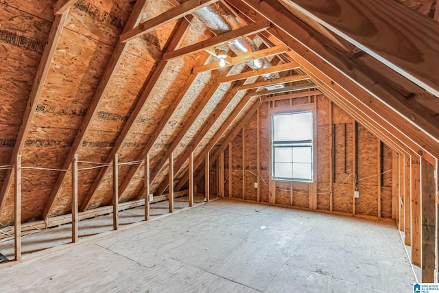 view of unfinished attic