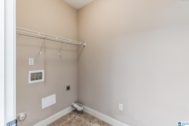 laundry room with light tile patterned flooring, hookup for a washing machine, and hookup for an electric dryer