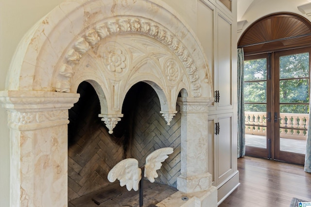 details featuring hardwood / wood-style flooring and french doors