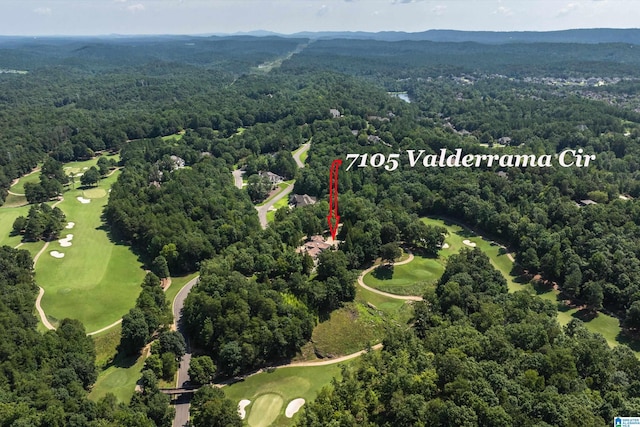 7105 Valderrama Cir, Vestavia Hills, AL 35242 - aerial view featuring a wooded view and view of golf course