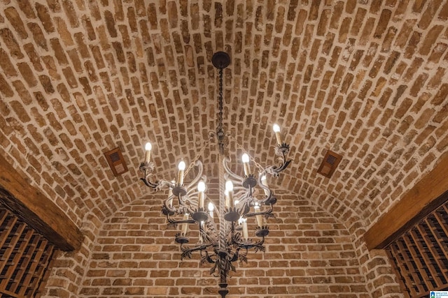 details with a chandelier