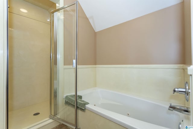 171 Sheeps Xing, Calera, AL 35040 - full bath featuring vaulted ceiling, a stall shower, and a bath