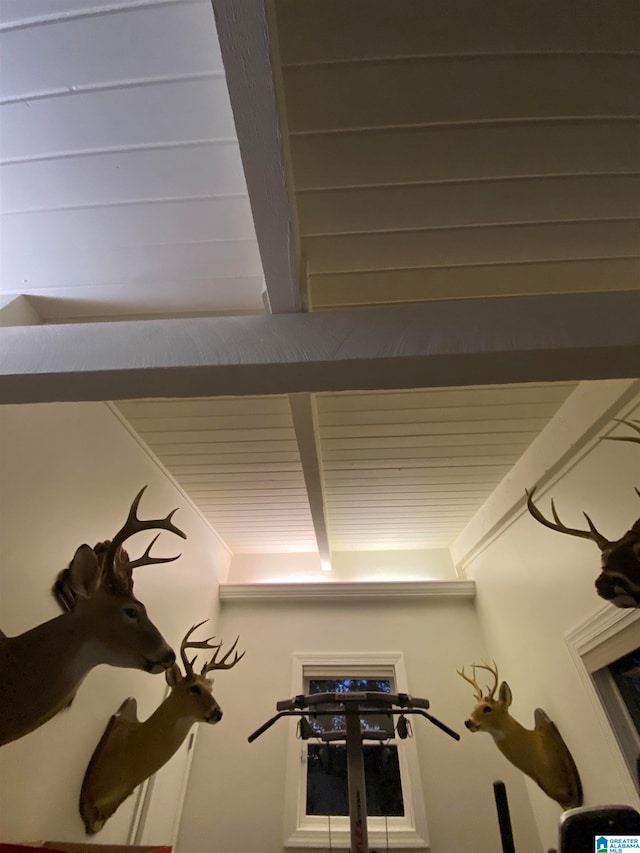 details featuring beam ceiling