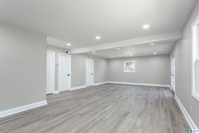 spare room featuring light hardwood / wood-style flooring