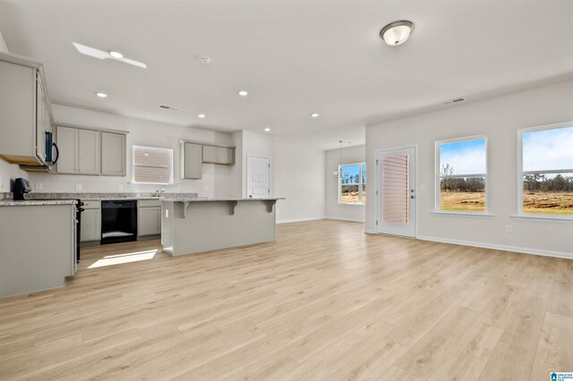 living room featuring ceiling fan and wood-type flooring