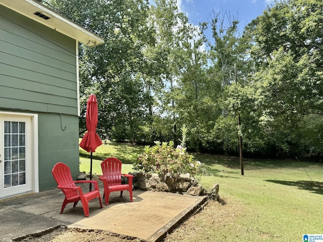 view of yard with a patio area