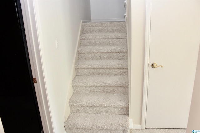 staircase with carpet