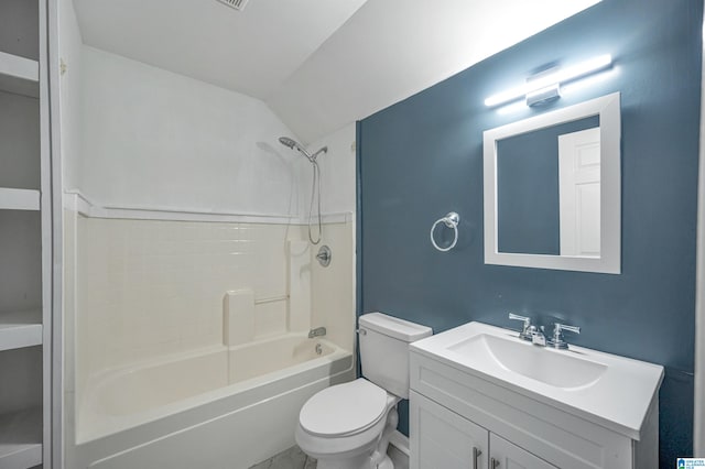 full bathroom with tile patterned flooring, toilet, tub / shower combination, and vanity