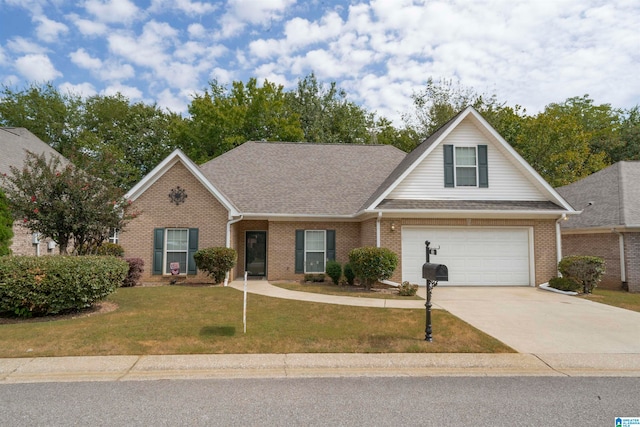 view of front facade featuring a garage and a front yard