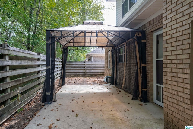 view of parking with a gazebo