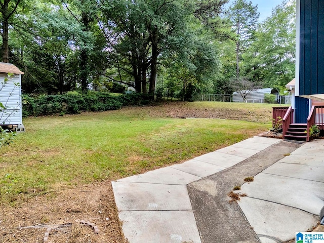 view of yard with a deck