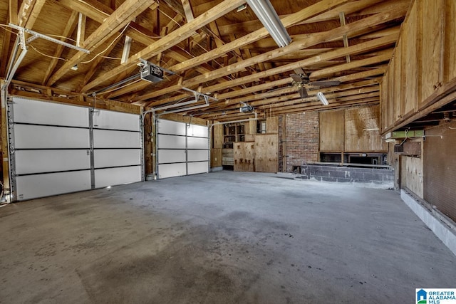 garage with a garage door opener