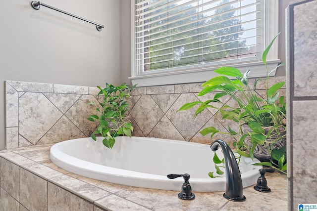 bathroom featuring a garden tub