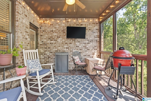 view of patio / terrace featuring a ceiling fan