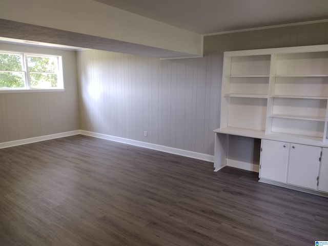 unfurnished living room with dark hardwood / wood-style flooring