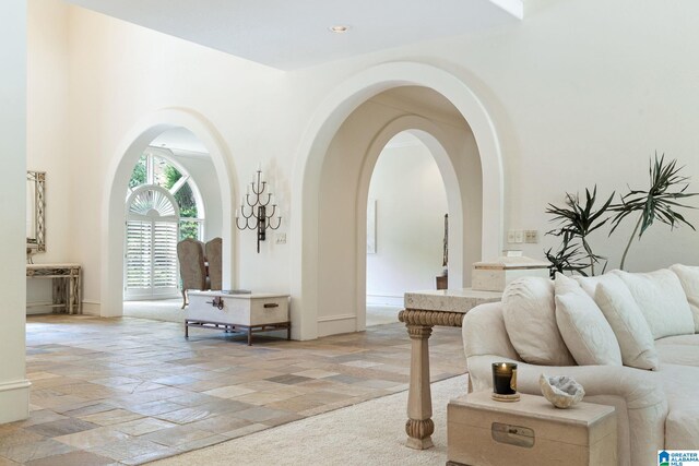 interior space with light tile patterned floors