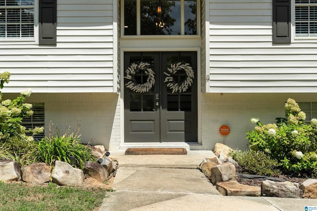 property entrance with french doors