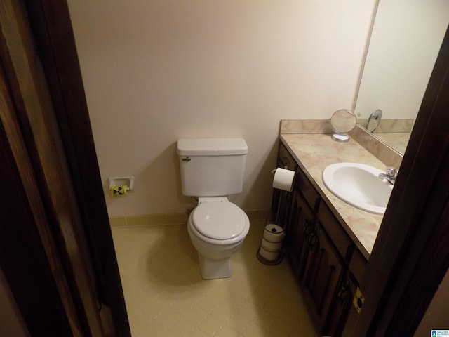 half bathroom with vanity and toilet