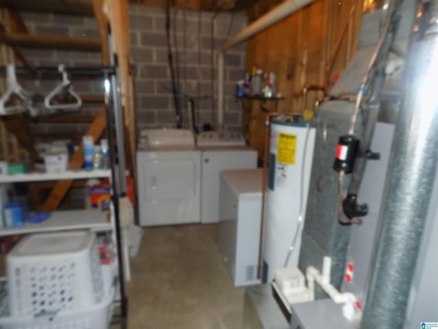 below grade area with washer and dryer and water heater