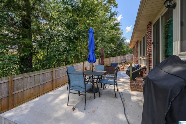 view of patio featuring area for grilling