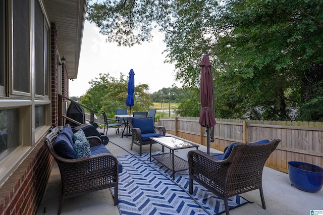 view of patio featuring an outdoor living space