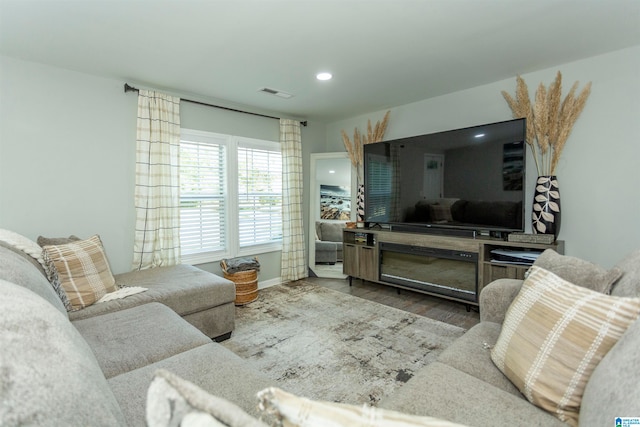 living room featuring light hardwood / wood-style flooring