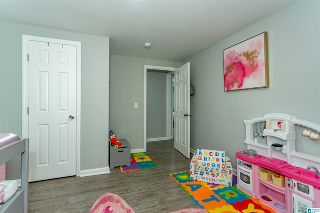 rec room featuring wood-type flooring