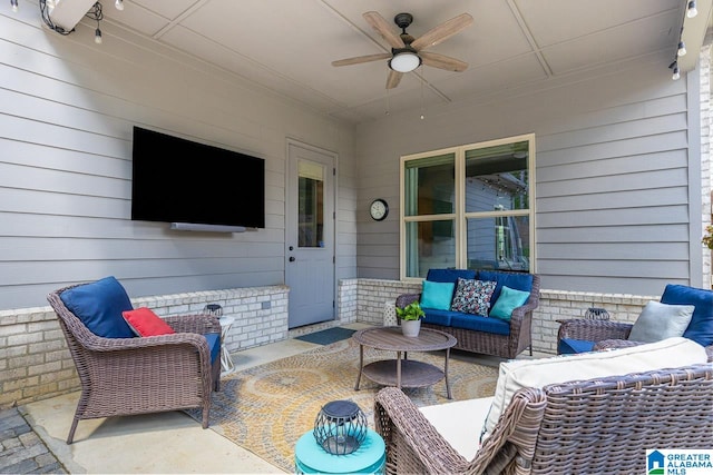 view of patio / terrace featuring outdoor lounge area and ceiling fan