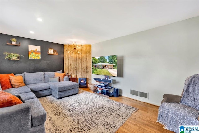 living room with hardwood / wood-style floors