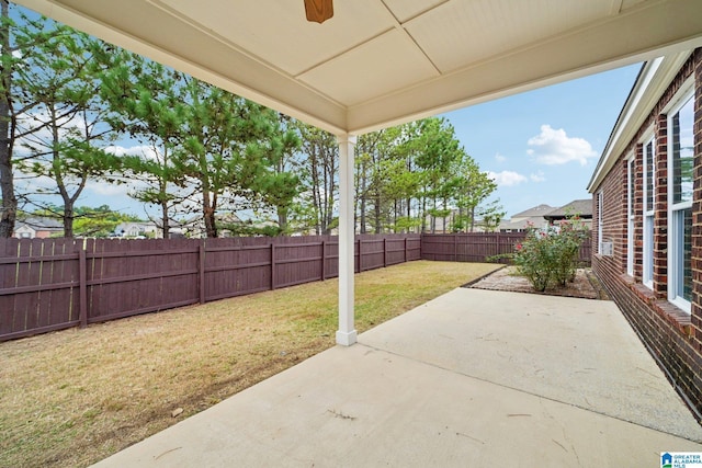 view of patio featuring a fenced backyard