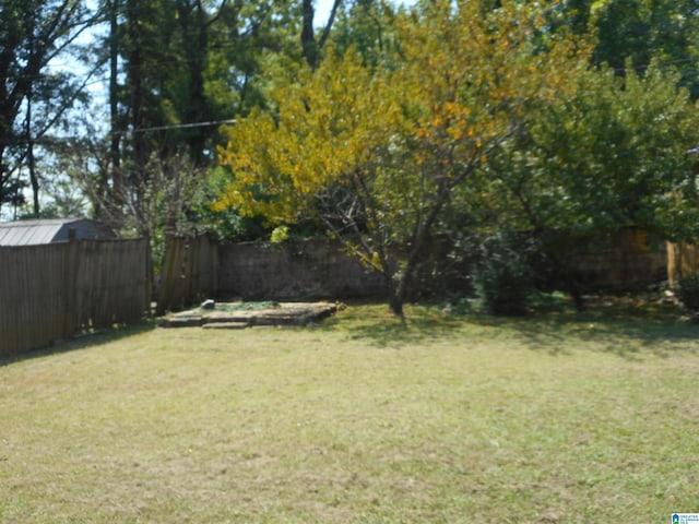 view of yard featuring a fenced backyard