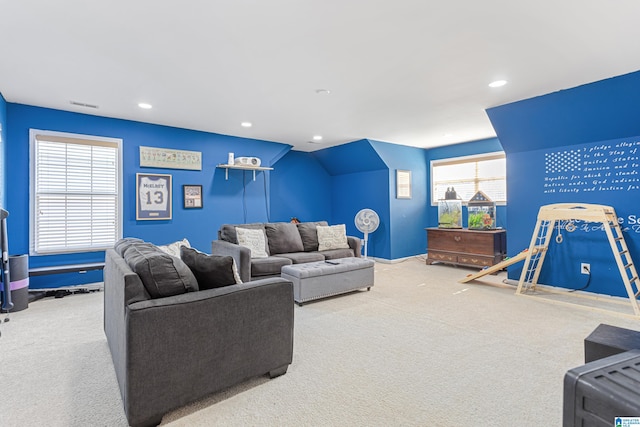 living room with carpet floors