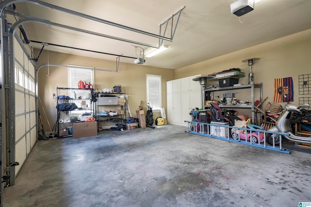 garage with a garage door opener