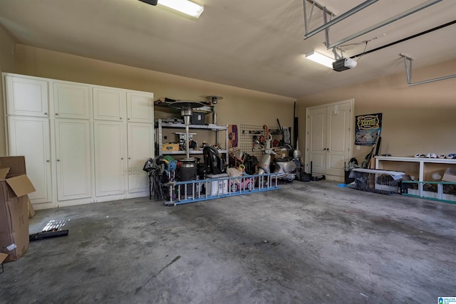 garage with a garage door opener