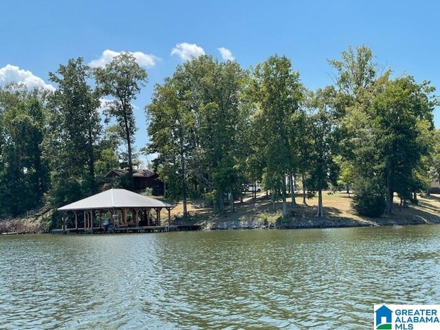 property view of water featuring a gazebo