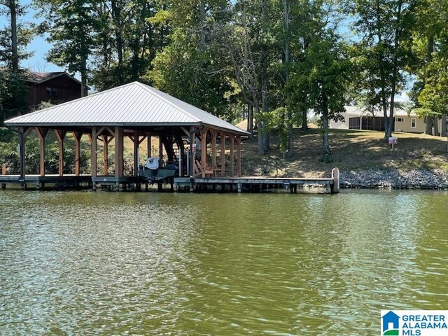 view of dock featuring a water view