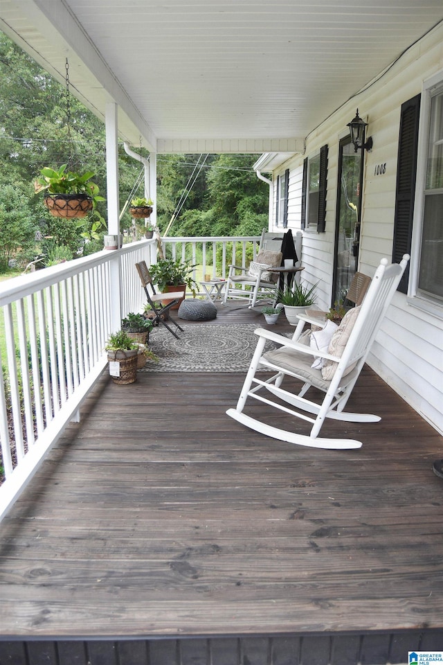 deck with covered porch