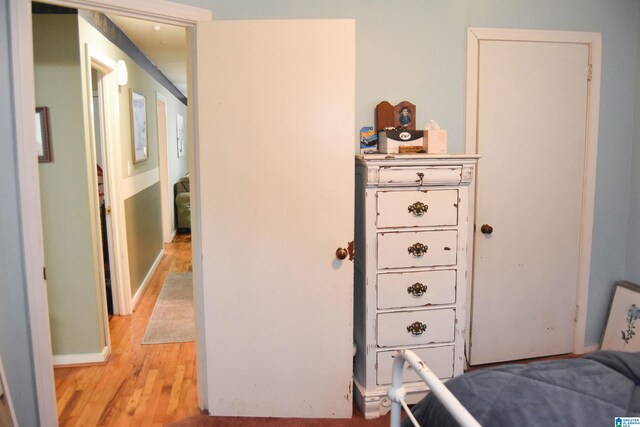 bedroom featuring light wood-type flooring