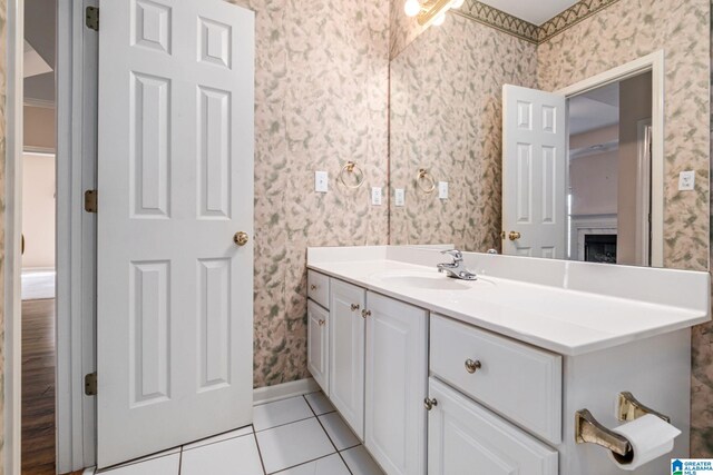 bathroom featuring vanity and tile patterned floors