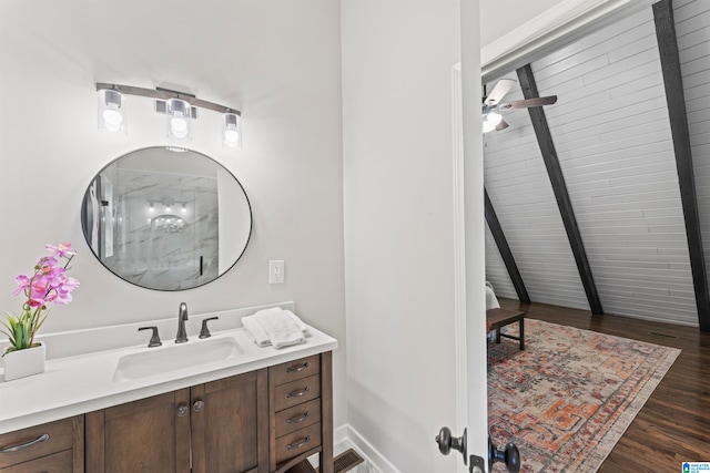 bathroom featuring vanity and wood-type flooring