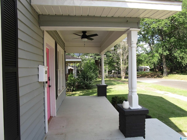 view of patio / terrace with ceiling fan