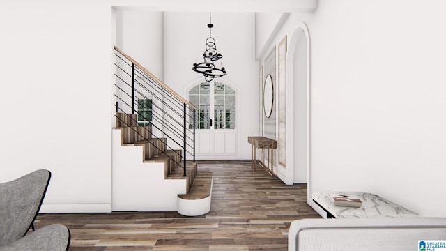 foyer entrance featuring dark wood-type flooring