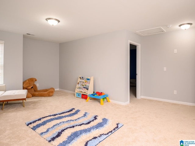 rec room featuring carpet floors