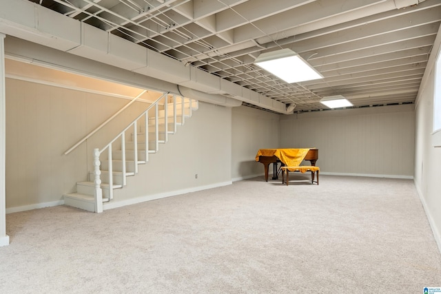 basement with carpet floors